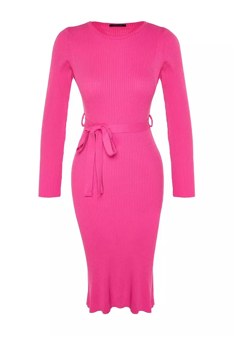 Belt Detailed Sweater Dress