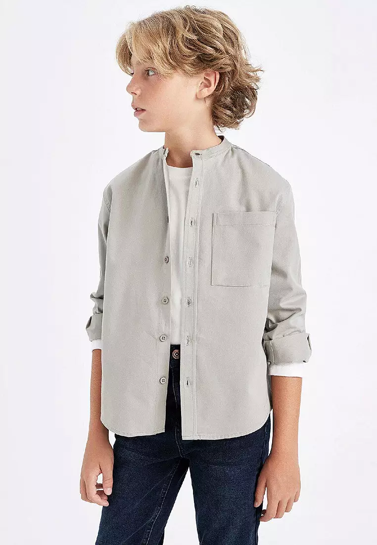 Cotton Stand Collar Overshirt
