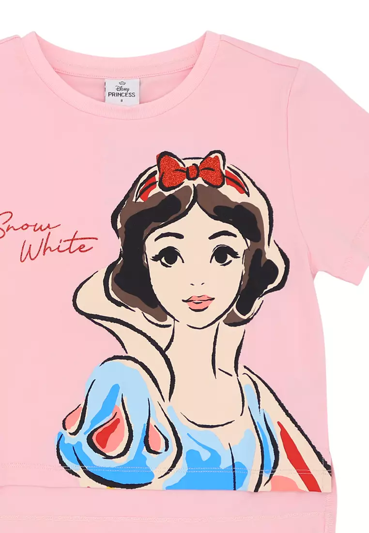Girls Licensed Graphic Long Back T-Shirt "Snow White Portrait"