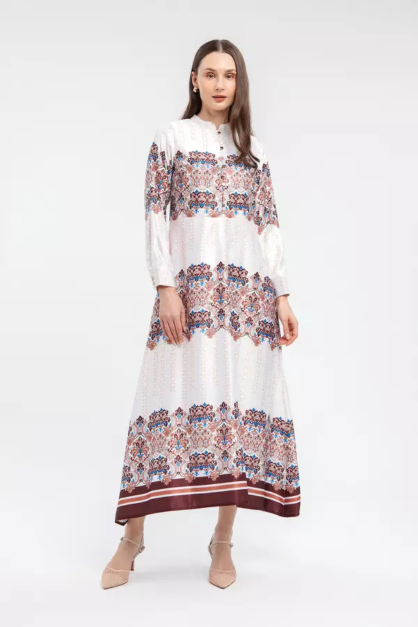 MINIMAL - Marimar - Gaun Motif Etnik - Brown Warna Brown