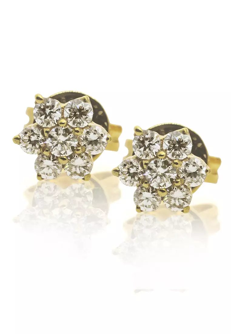 Flower Studs Earrings 14k Gold