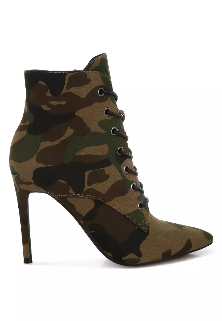 Discount on London Rag  shoes - SKU: Velvet High Heeled Boots in Camo