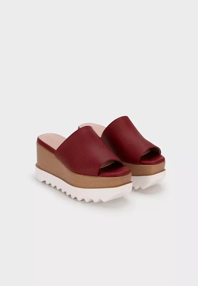CASUAL PLATFORM WEDGE HEEL SLIDE 宽面厚底楔型拖鞋