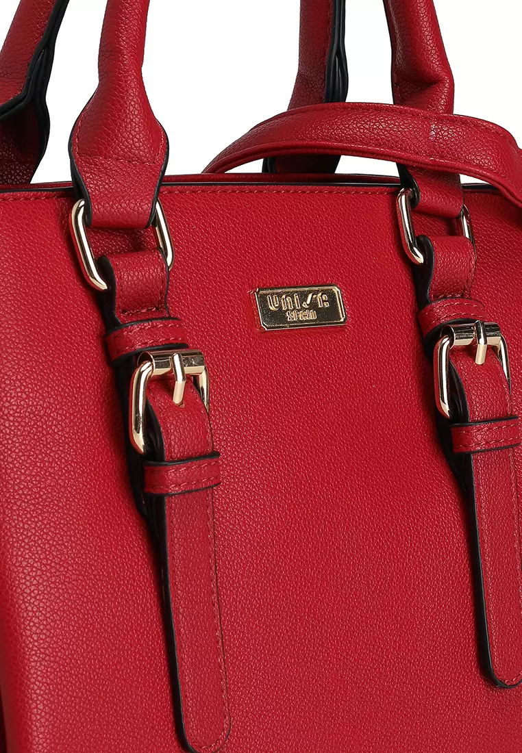 Pebbled Multi-Compartment Top Handle Bag