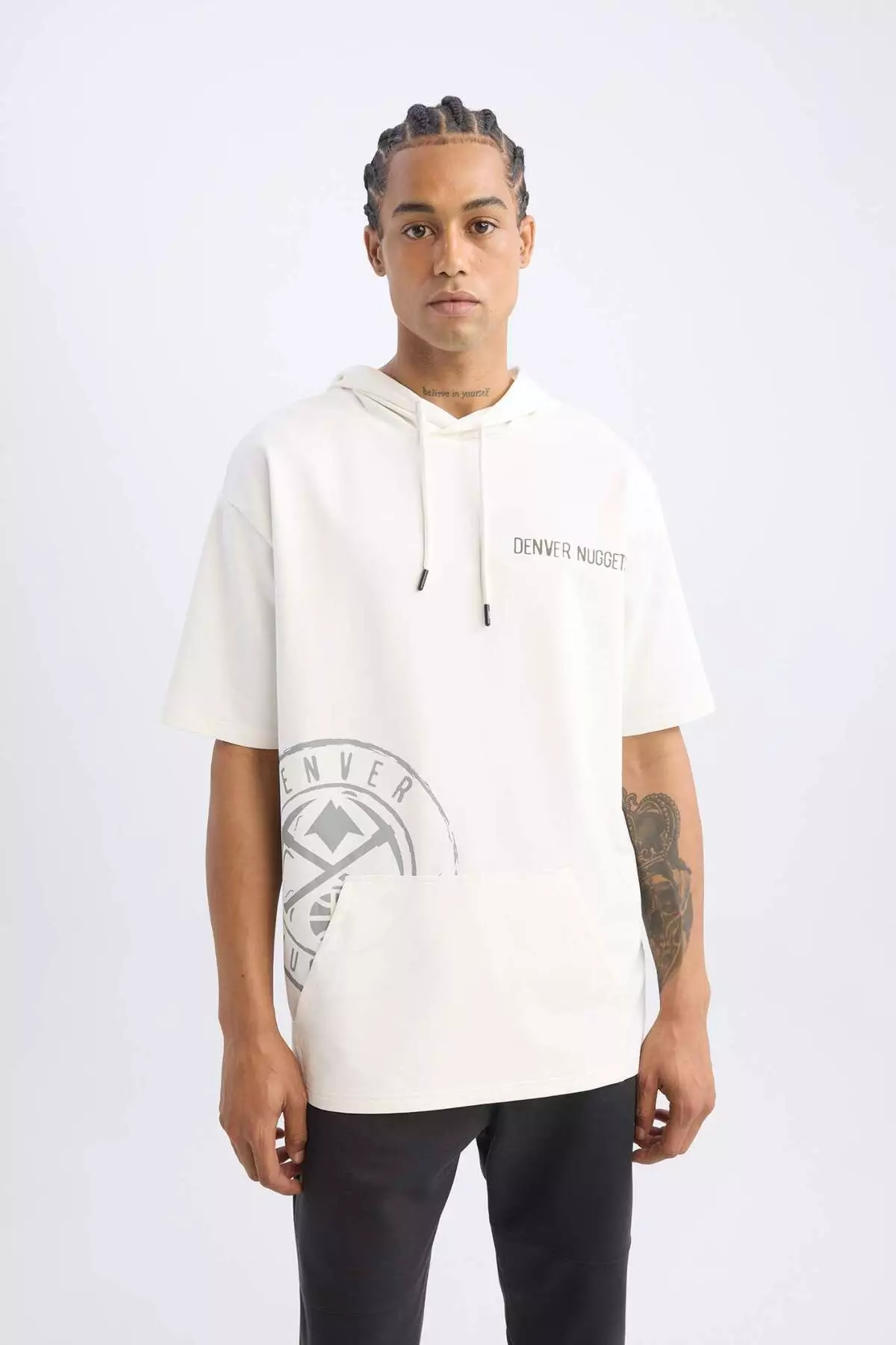 Defactofit Nba Denver Nuggets Oversize Wide Fit Hooded Back Printed Short Sleeve T-Shirt C9250Ax2