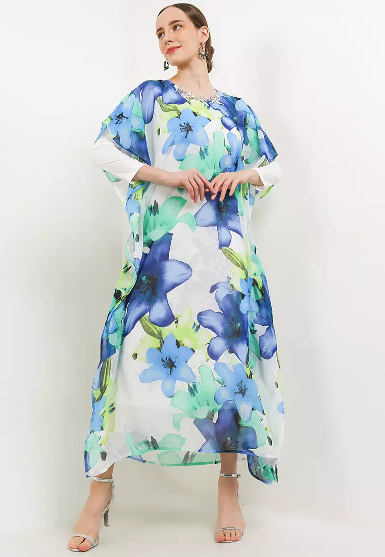 Chanira Festive Rizwana Kaftan-White Multi