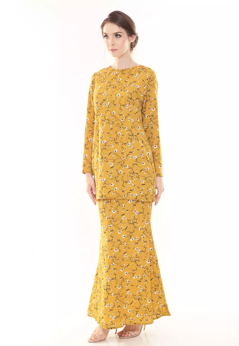 Rina Printed Kurung Gold Flower