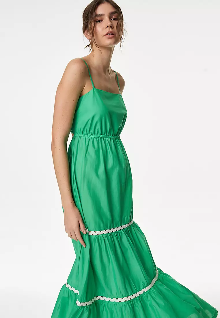 Jual Marks & Spencer Pure Cotton Square Neck Midi Beach Dress Original ...
