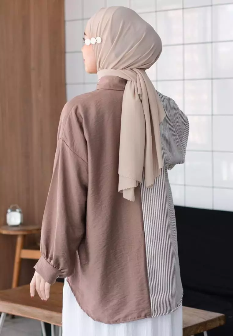 Zigzac Kemeja Wanita - Mocca - Stripe Mocca M18950 R107S5
