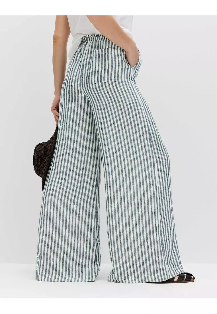 Pure Linen Wide Leg Palazzo Trousers