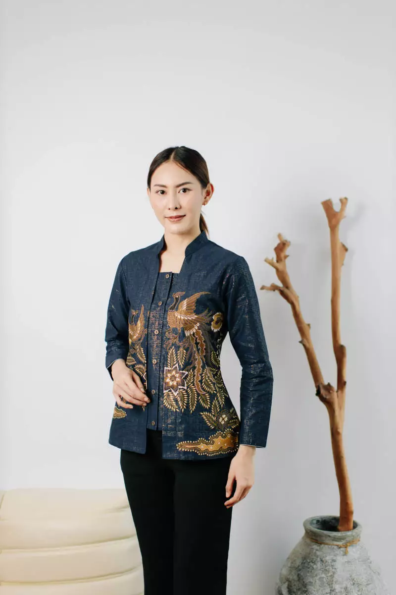 Kalyna Navy Blouse Wanita  Foil