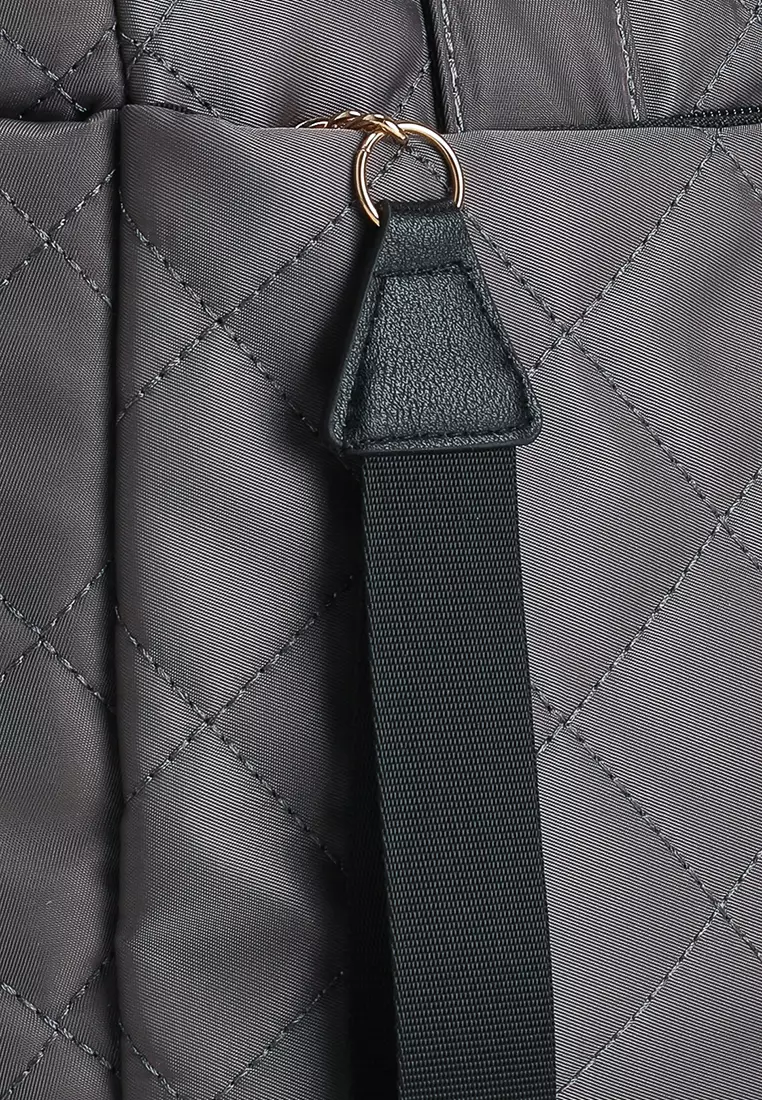 Quilted Nylon Convertible Top Handle Bag