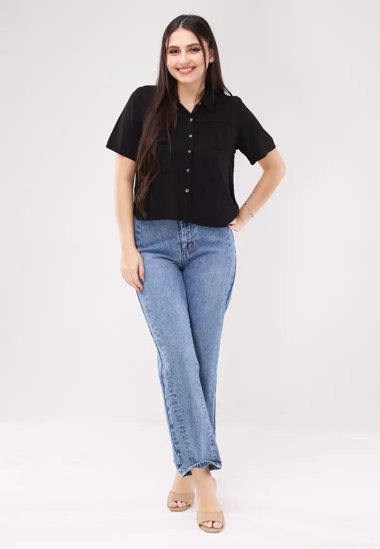 Soft Linen Woven Short Sleeves Blouse