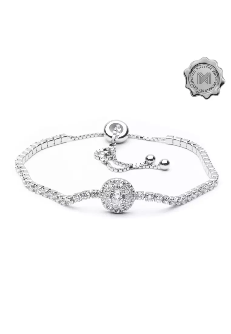 Made For The Night Round Shape Cubic Zirconia Silver Bracelet with 925 Sterling Silver