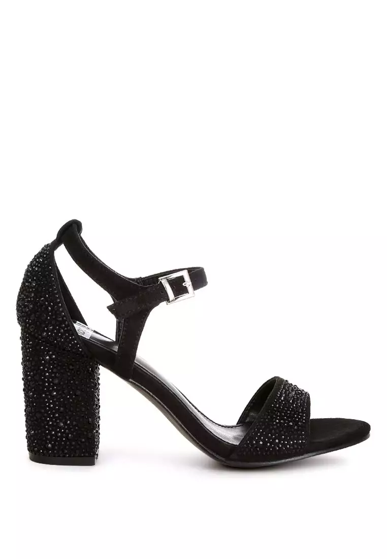 Discount on Rag & Co.  shoes - SKU: Rhinestones Embellished Sandals In Black