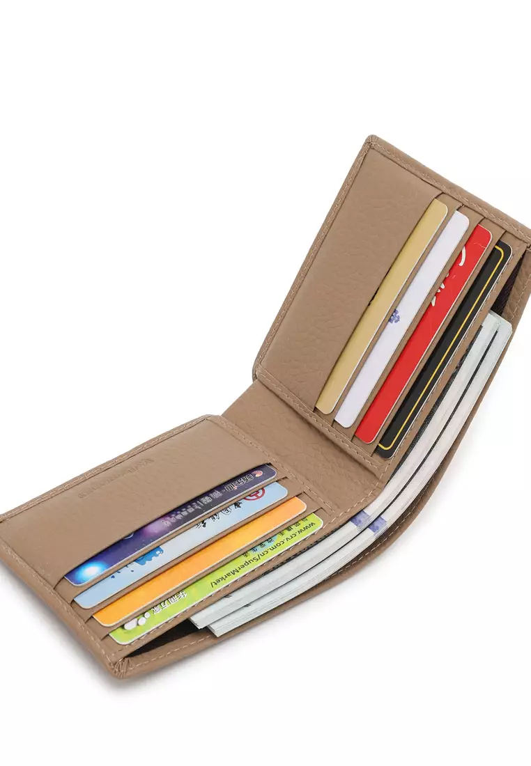 Men's RFID Genuine Leather Bi Fold Short Wallet