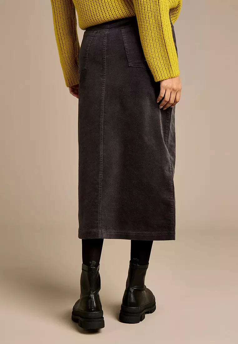 Danica Charcoal Cord Midi Skirt