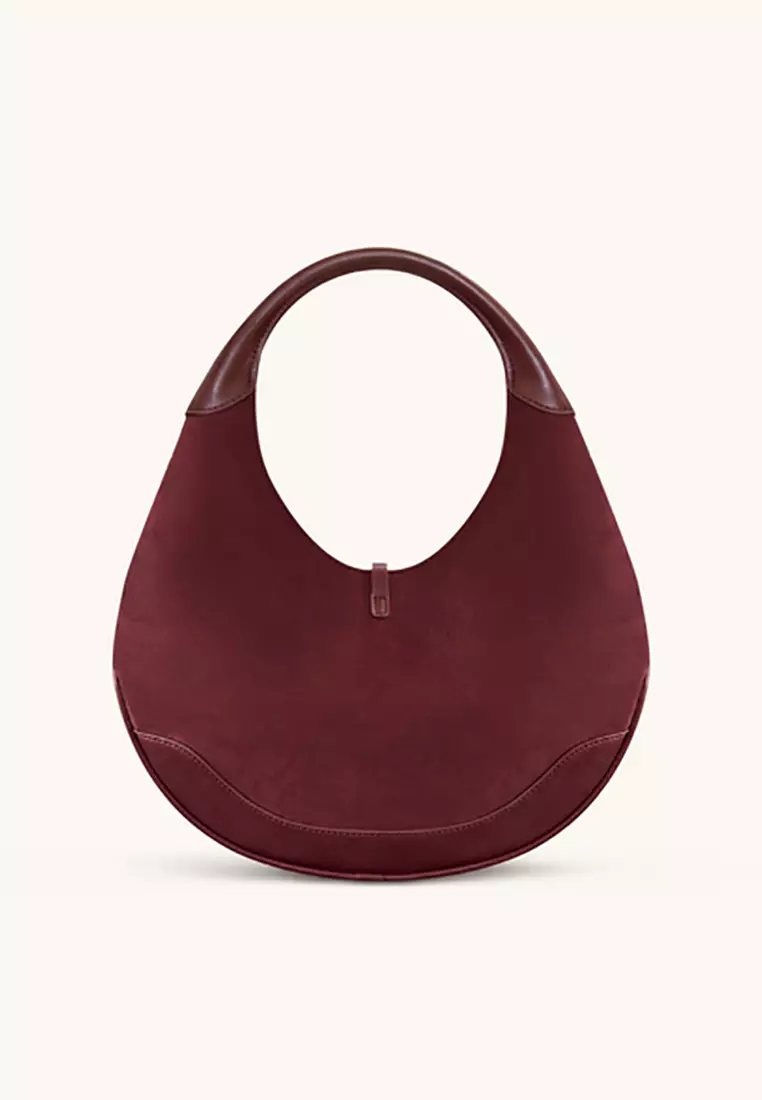 Colette Faux Suede Crescent Hobo Bag – Deep Claret