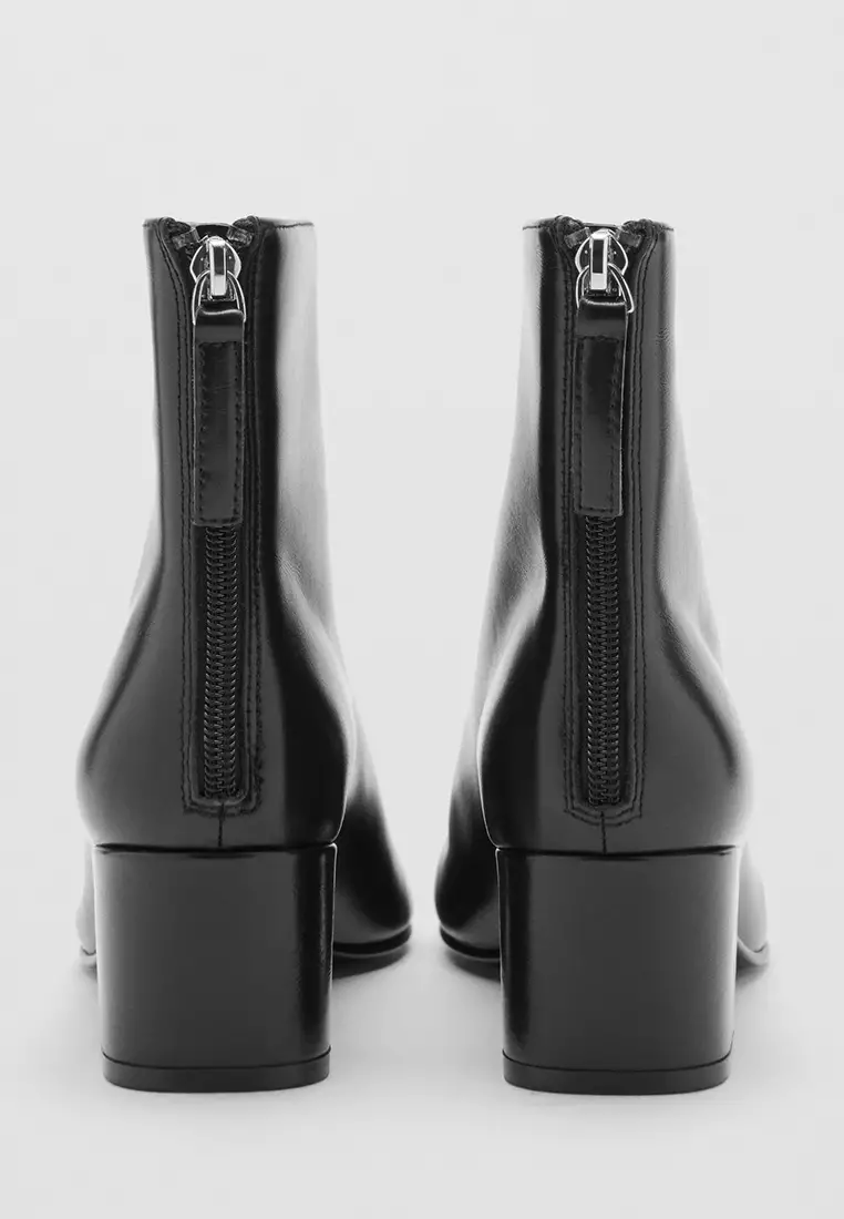 Leather Ankle Boots with Block Heel