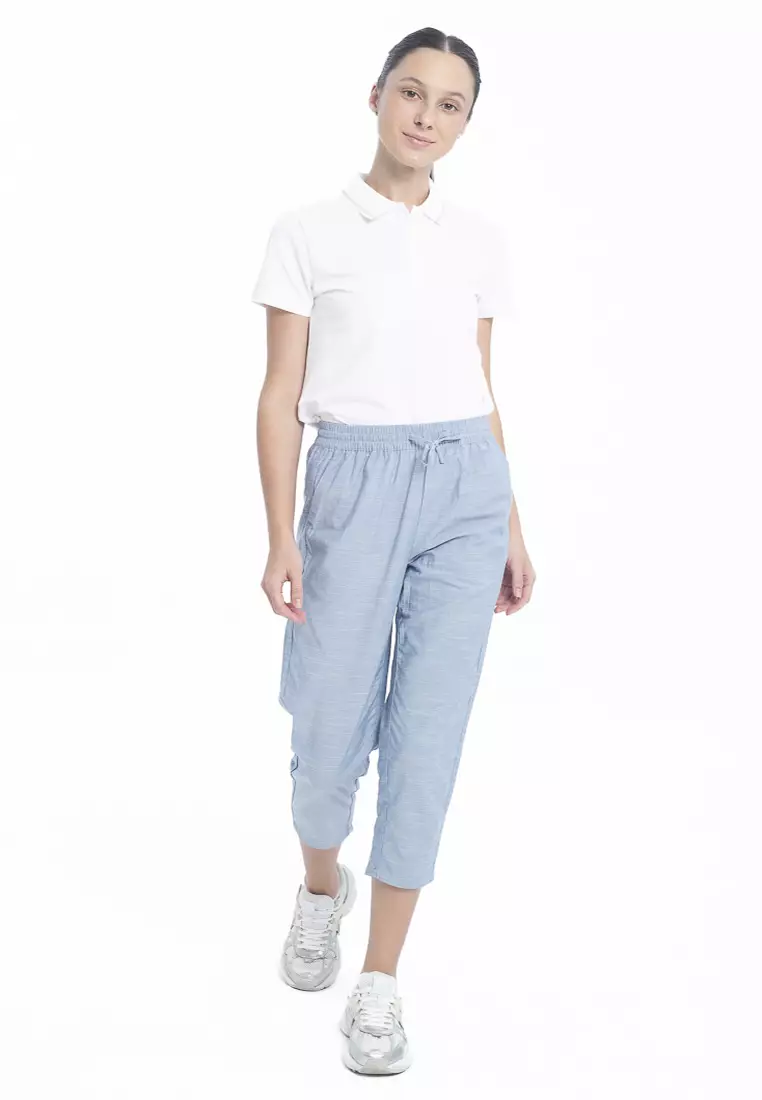 Ladies' Drawstring Pants with Linen Texture