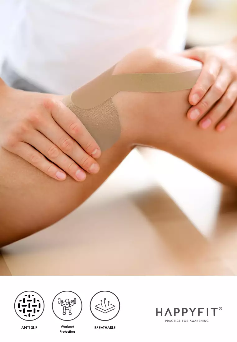 HAPPYFIT Kinesio Support Tape Cotton Adhesive - Finger & Wrist Tape - Perban Olahraga - 7,5cm x 5m