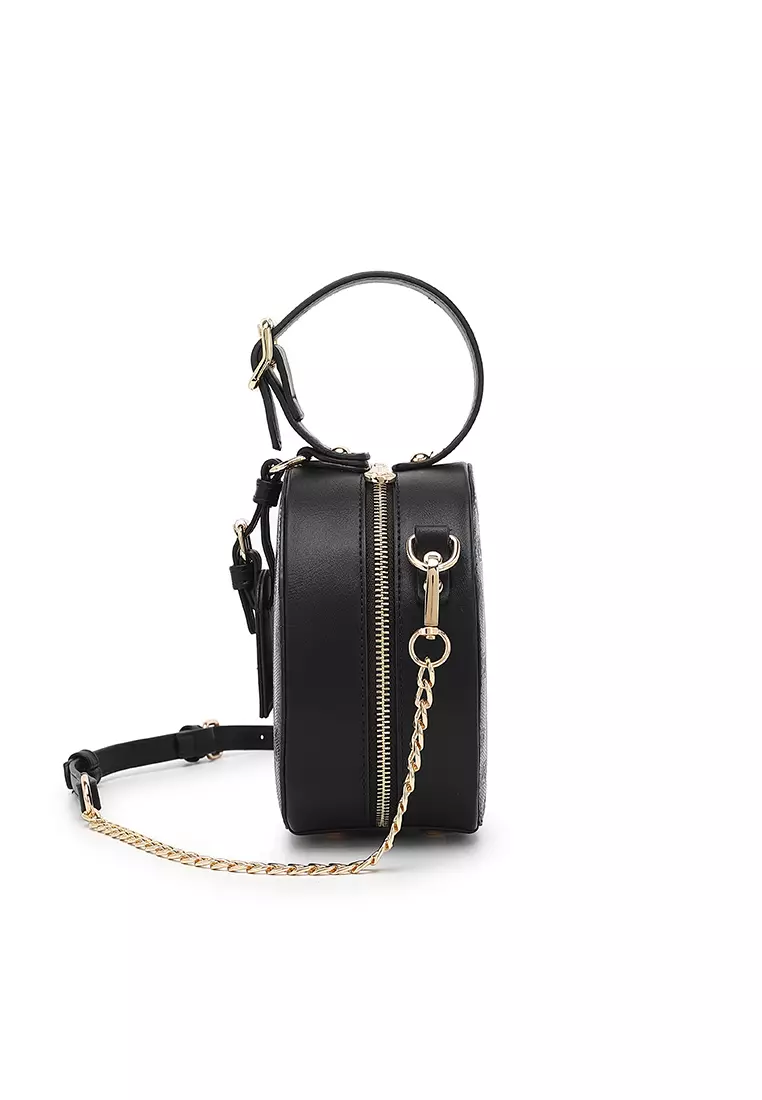 Women's Monogram Top Handle Bag / Sling Bag / Crossbody Bag - Black