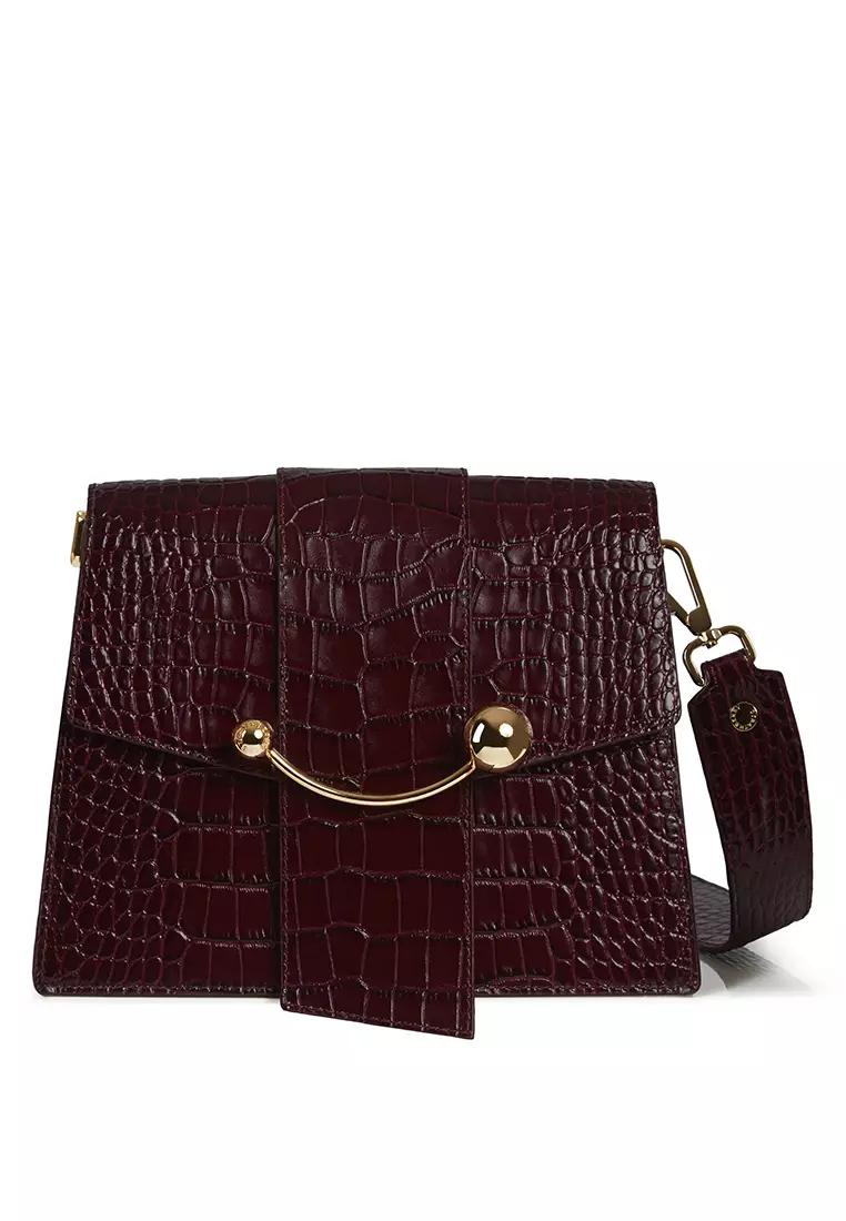 Buy Women Burgundy Croc Embossed Sling Bag online