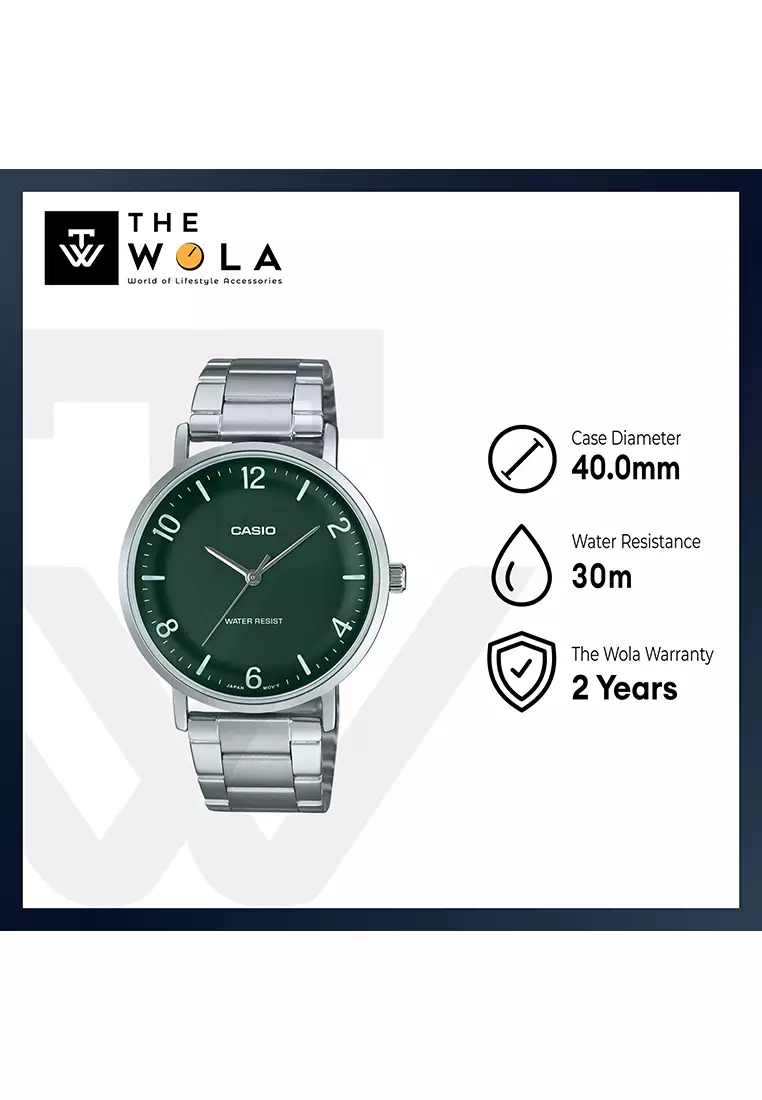 Orologio CASIO mod.MTP-VD03G-3AUDF Uomo in acciaio Gold quadrante Verde
