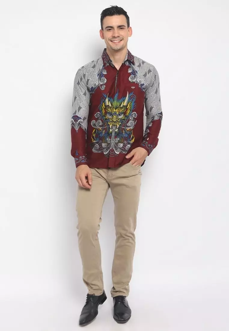 Silver Barong Kemeja Batik Pria Premium Slimfit Modern Lengan Panjang