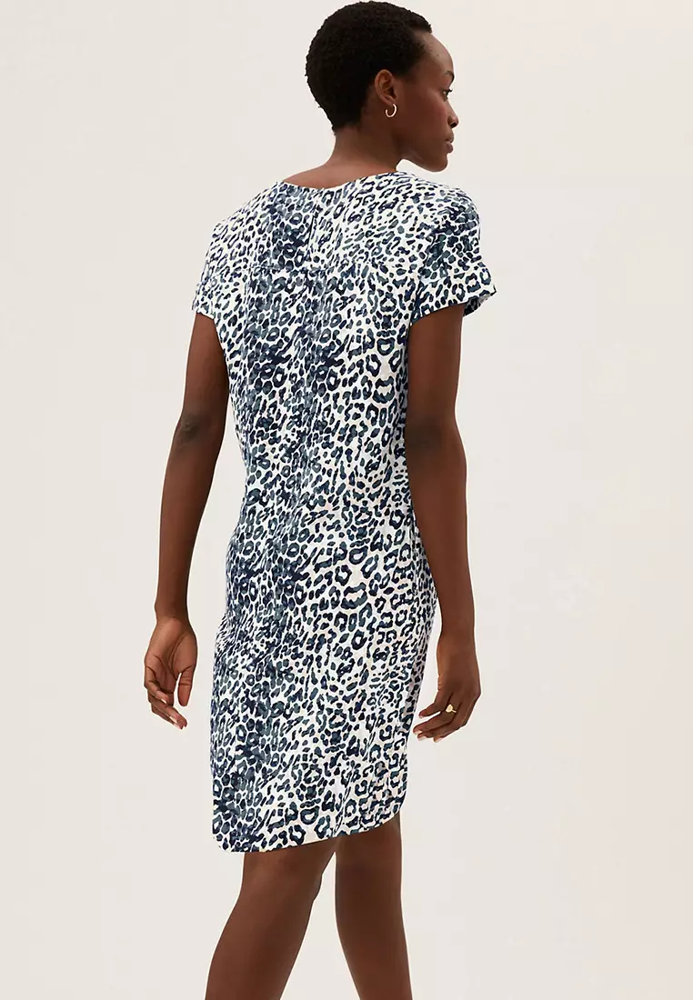 Jual Marks Spencer Animal Print Short Sleeve Shift Dress