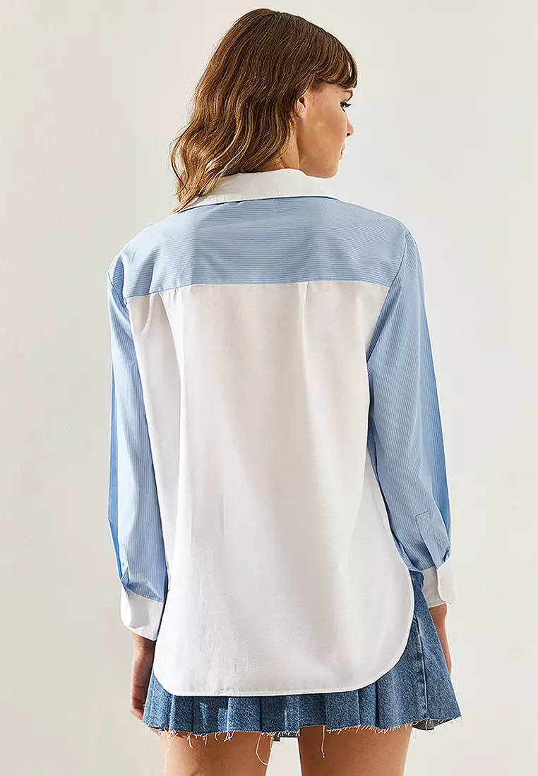 Back Garni Detail Boyfriend Shirt 4449