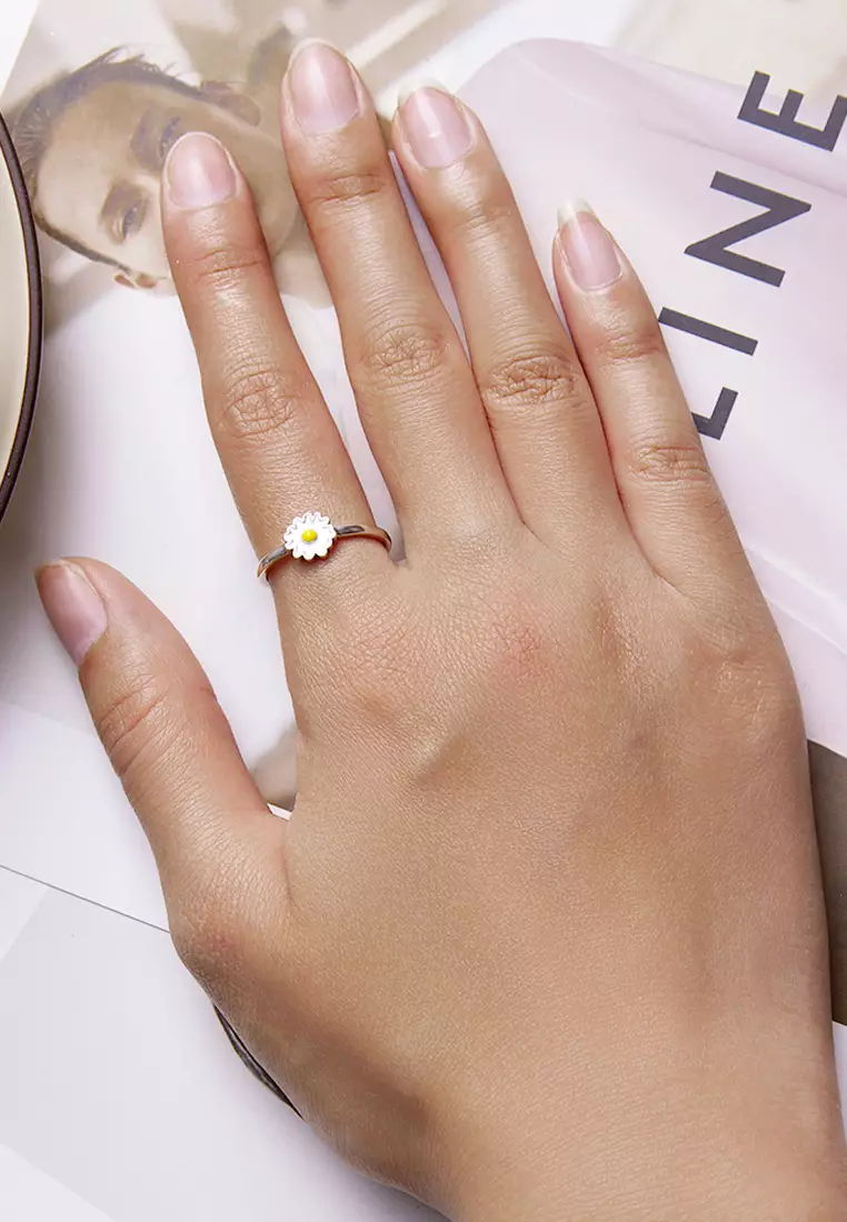 Solid 925 Sterling Silver Sunny-Side Up Daisy ring