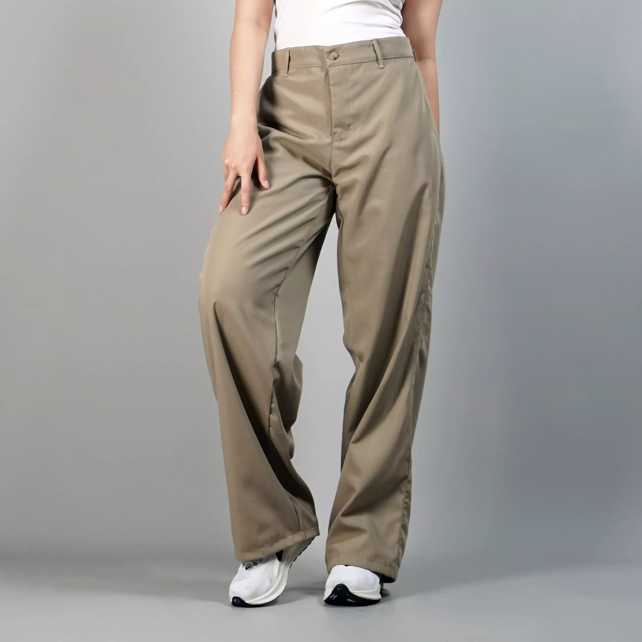 KORY Women Loose Pants For Women Celana Panjang Loose Fit Wanita - BEIGE