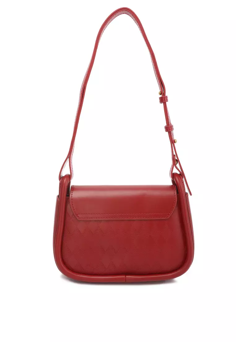 Faux Leather Sling Bag in Red