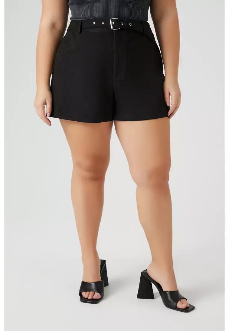 Buy FOREVER 21 Plus Size Faux Leather Fringe Shorts 2024 Online
