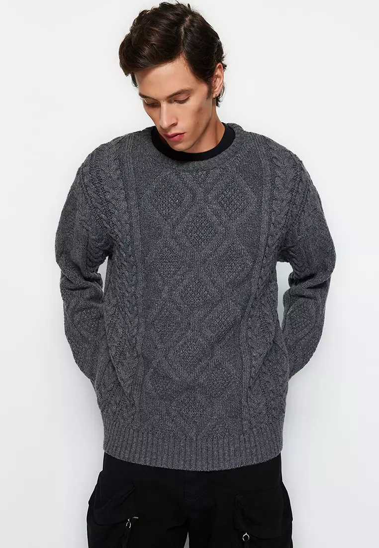 Crew Neck Hair Knitted Sweater