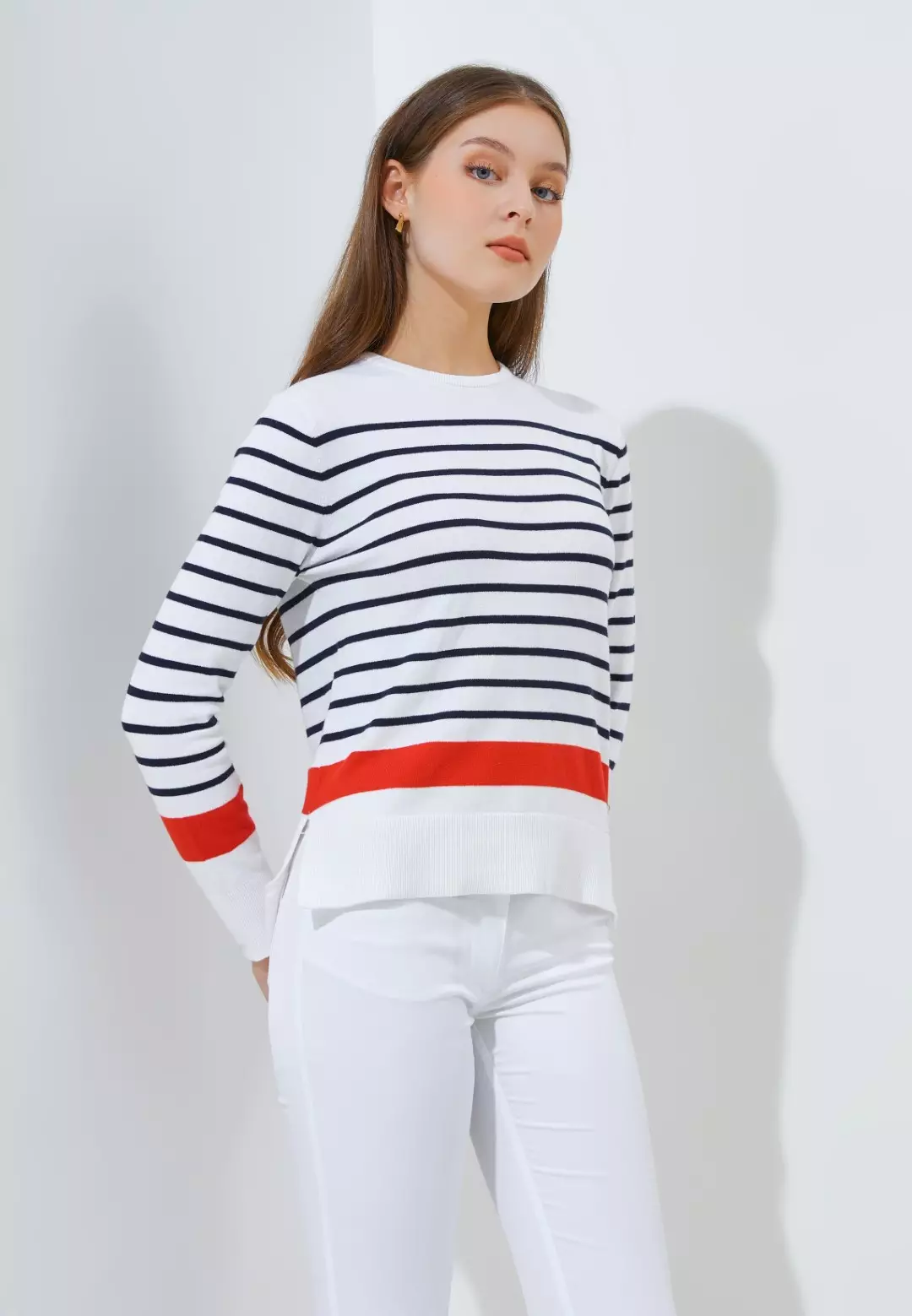 Jack Nicklaus Ebony Premium Chevron Sweater Women's Bright White