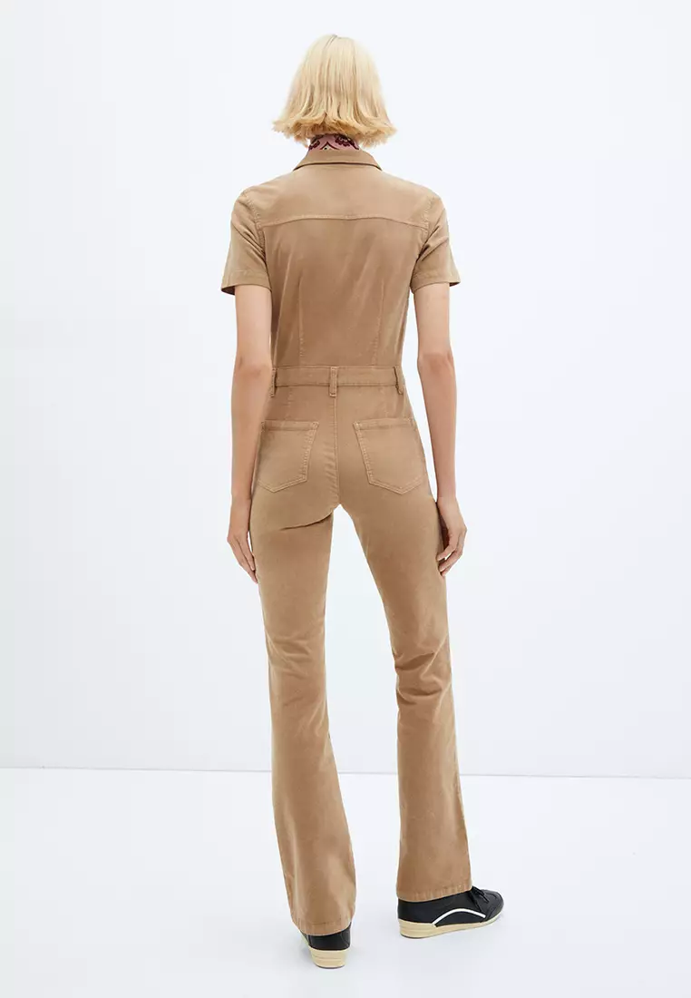 Zipper Corduroy Jumpsuit