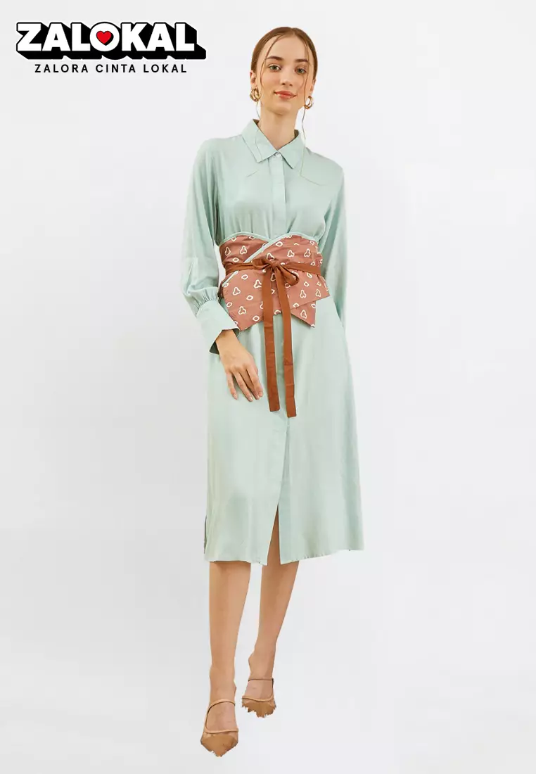 Nayara Dress Inari Sage Green / Dress Basic / Dress Polos
