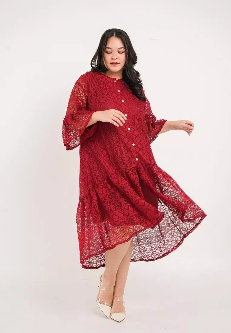 Plus Size Party Dress Aveline Red