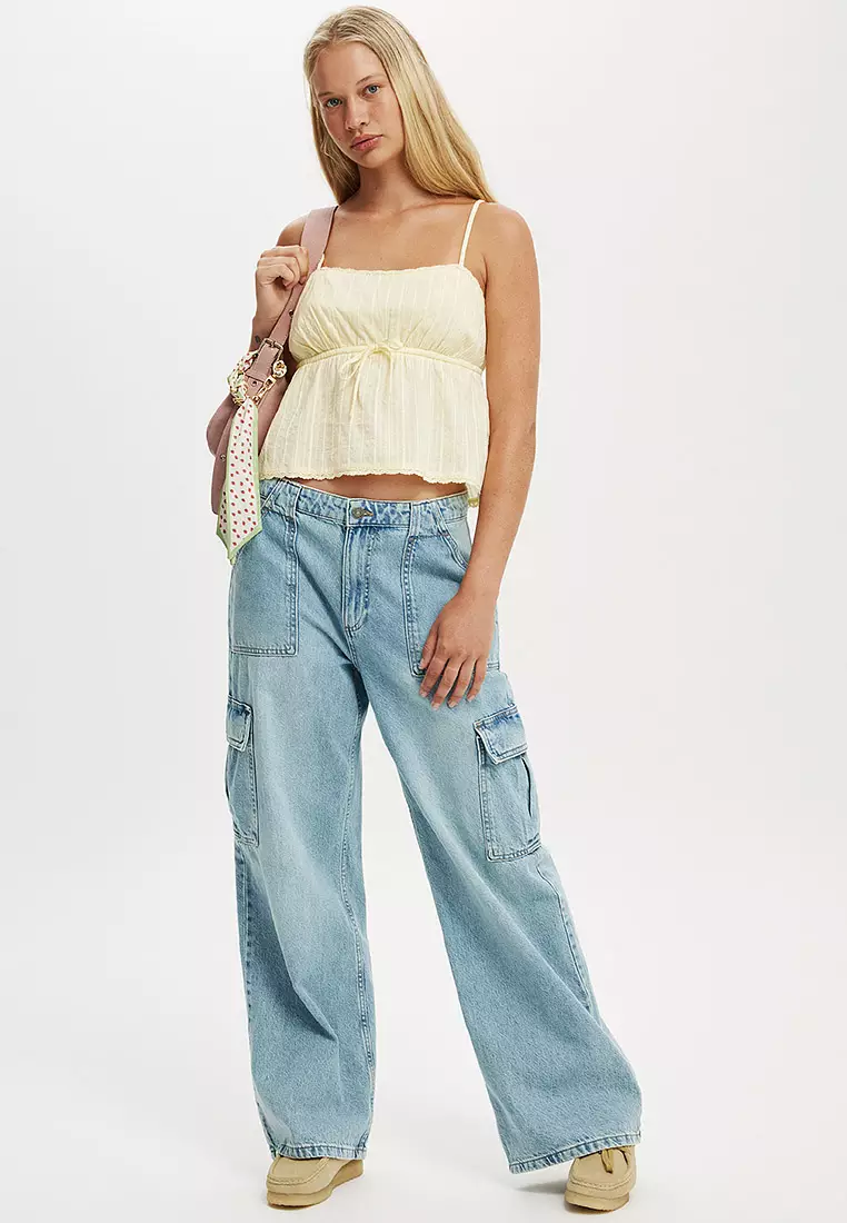 Cotton Lace Straight Neck Cami Top