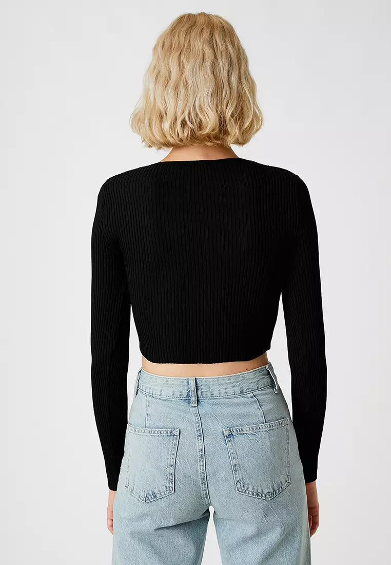 Cut-Out Crop Sweater