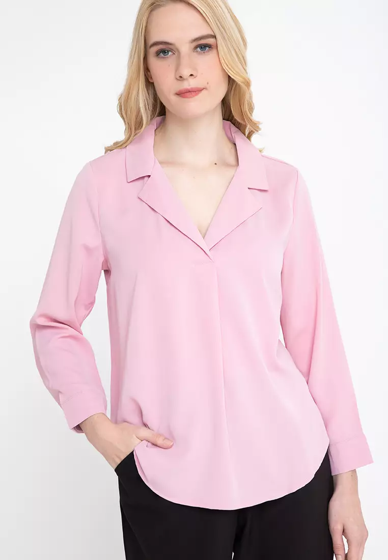 Carenza Long Sleeve Collared Office Top