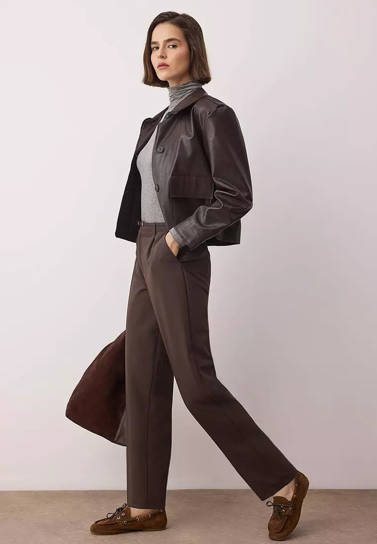 Brown Belted Carrot/Shalwar Cut Woven Trousers Twoaw26Pl167