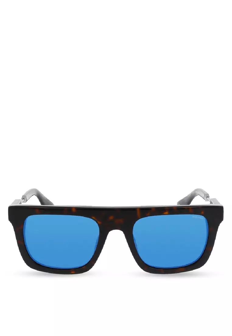 Square Shape Sunglasses - Shiny Striped Brown