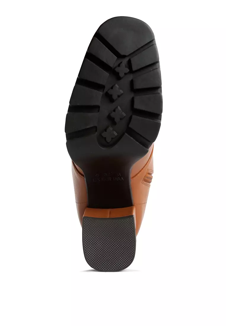 Sepatu bot bertali kulit imitasi Tan