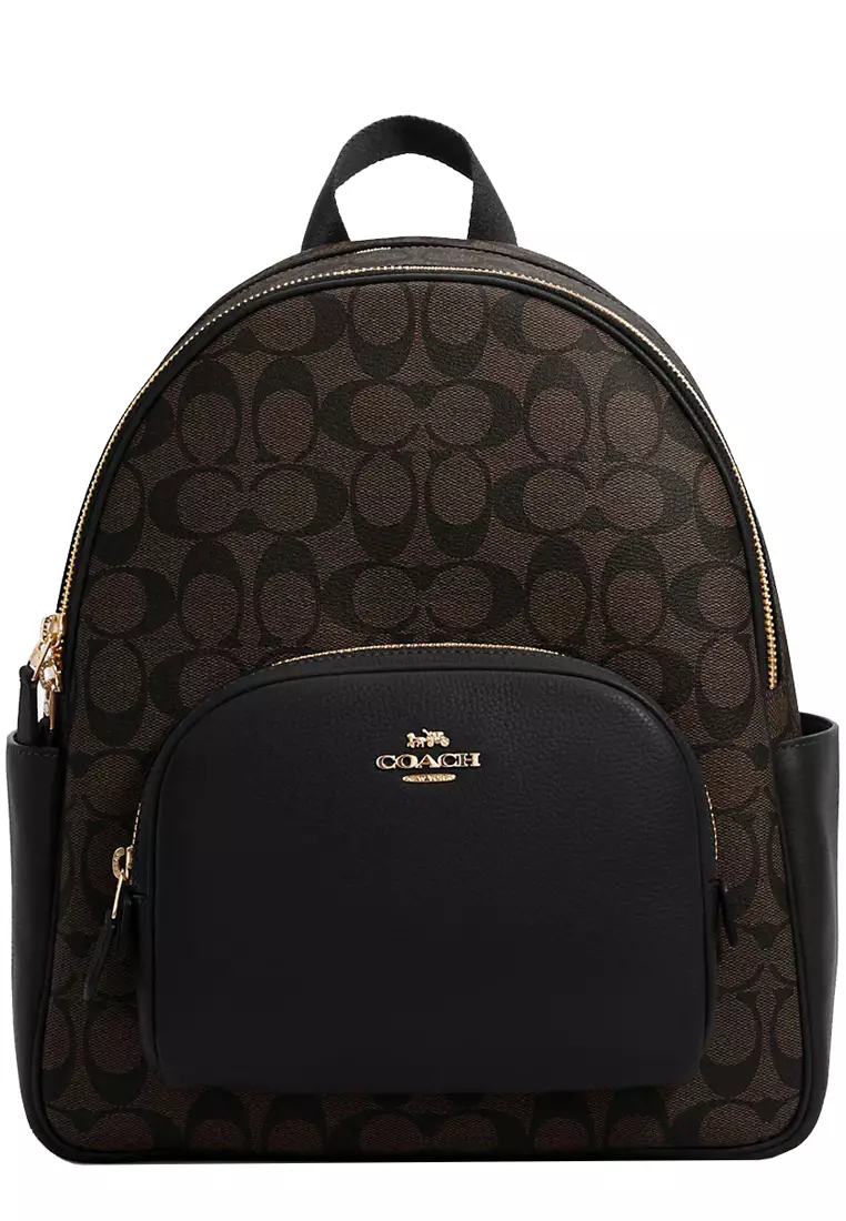 Buy Coach Coach Court Backpack Bag In Signature Canvas in Brown/ Black ...