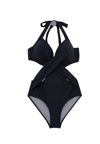 ZITIQUE black Women's Bikini Swimdress Swimsuit With Padded Cup - Black D102AUS67EF46DGS_1