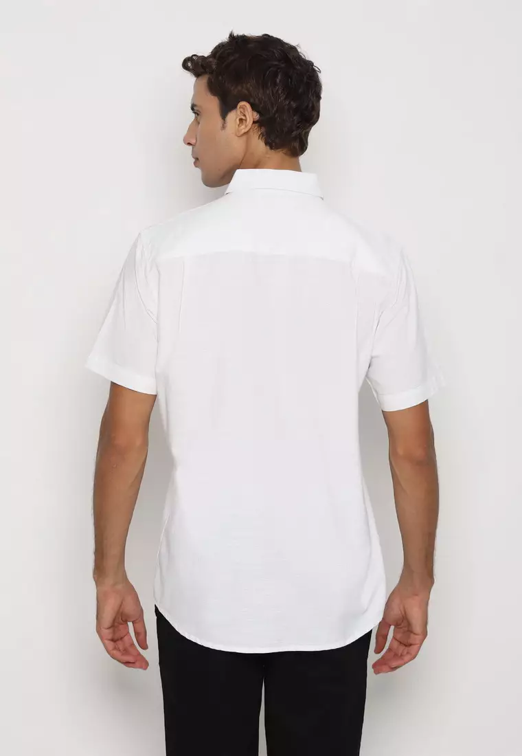 RBJ Kemeja Polos Cotton Putih Regular Fit Pria