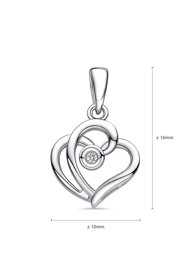 LAZO DIAMOND Intertwined Hearts Diamond Pendant in 9k White Gold